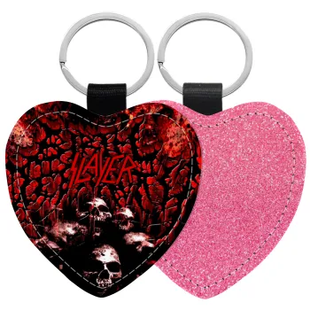 Slayer, Μπρελόκ PU δερμάτινο glitter καρδιά ΡΟΖ