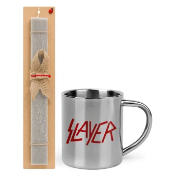 Slayer, Easter Set, metallic thermal cup (300ml) & Easter aromatic flat candle (30cm) (GRAY)