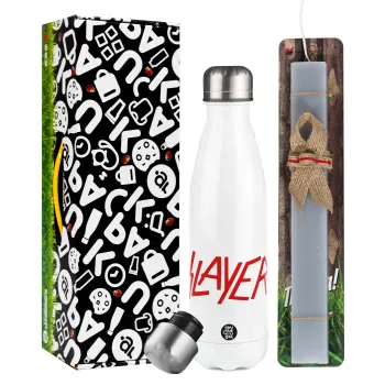 Slayer, Easter candle, metallic white thermos bottle (500ml) & aromatic flat candle (30cm) (GRAY)