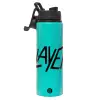 Metallic water bottle with safety lid, 850ml aluminum