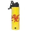Metallic water bottle with safety lid, 850ml aluminum
