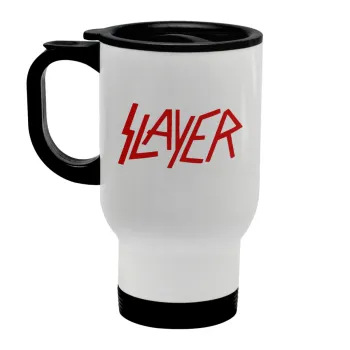 Slayer, Κούπα ταξιδιού ανοξείδωτη με καπάκι, διπλού τοιχώματος (θερμό) λευκή 450ml
