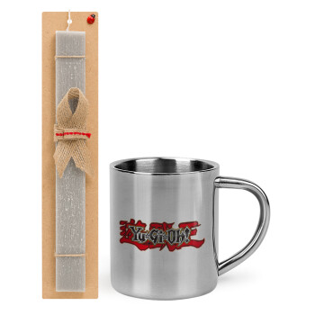 Yu-Gi-Oh, Easter Set, metallic thermal cup (300ml) & Easter aromatic flat candle (30cm) (GRAY)