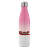 Metal mug thermos Pink/White (Stainless steel), double wall, 500ml