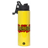Metallic water bottle with safety lid, 850ml aluminum