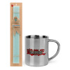 Easter Set, metallic thermal cup (300ml) & aromatic flat Easter candle (30cm) (TURQUOISE)