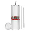 Tumbler stainless steel 600ml, with metal straw & cleaning brush