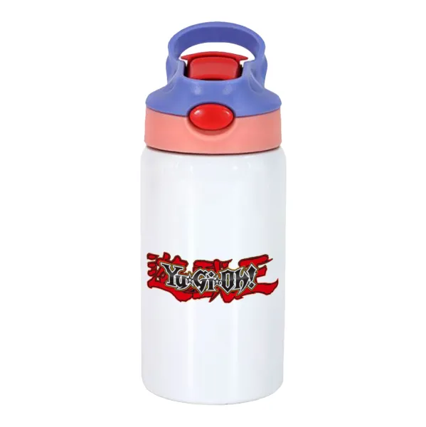 Yu-Gi-Oh — Children's hot water bottle, stainless steel, with safety straw, pink/purple (350ml)