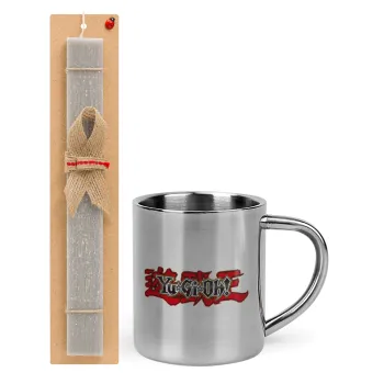 Yu-Gi-Oh, Easter Set, metallic thermal cup (300ml) & Easter aromatic flat candle (30cm) (GRAY)