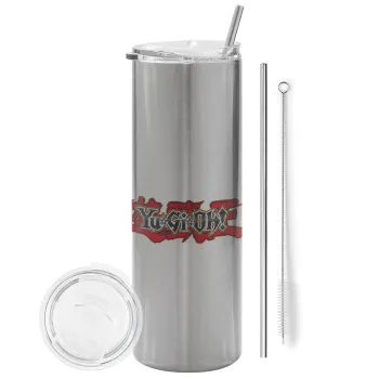 Yu-Gi-Oh, Tumbler stainless steel Silver 600ml, with metal straw & cleaning brush