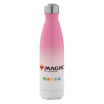 Magic the Gathering, Μεταλλικό παγούρι θερμός Ροζ/Λευκό (Stainless steel), διπλού τοιχώματος, 500ml