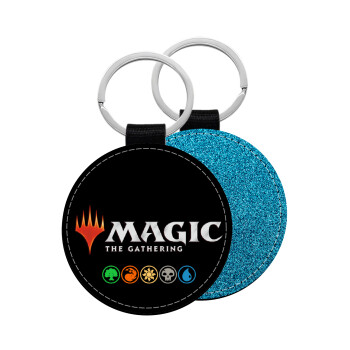 Magic the Gathering, Μπρελόκ Δερματίνη, στρογγυλό ΜΠΛΕ (5cm)