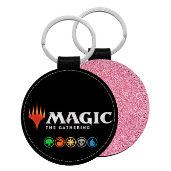 Magic the Gathering, Μπρελόκ Δερματίνη, στρογγυλό ΡΟΖ (5cm)