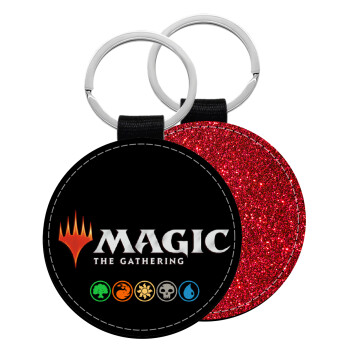 Magic the Gathering, Μπρελόκ Δερματίνη, στρογγυλό ΚΟΚΚΙΝΟ (5cm)