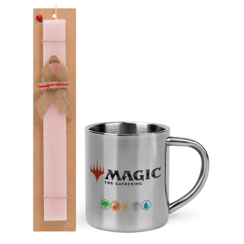 Magic the Gathering, Πασχαλινό Σετ, μεταλλική κούπα θερμό (300ml) & πασχαλινή λαμπάδα αρωματική πλακέ (30cm) (ΡΟΖ)