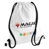 Backpack pouch GYMBAG white, with pocket (40x48cm) & thick cords
