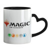 Mug heart black handle, ceramic, 330ml