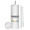 Tumbler stainless steel 600ml, with metal straw & cleaning brush
