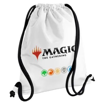 Magic the Gathering, Backpack pouch GYMBAG white, with pocket (40x48cm) & thick cords