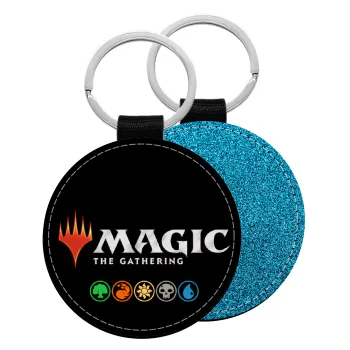 Magic the Gathering, Μπρελόκ Δερματίνη, στρογγυλό ΜΠΛΕ (5cm)