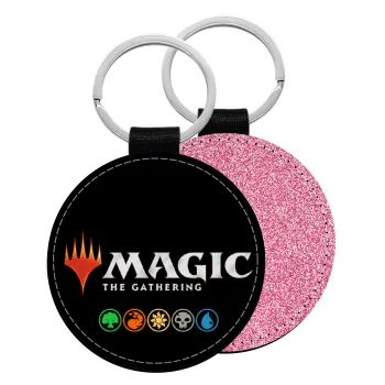 Magic the Gathering, Μπρελόκ Δερματίνη, στρογγυλό ΡΟΖ (5cm)