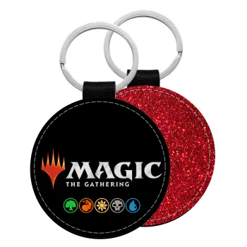 Magic the Gathering, Μπρελόκ Δερματίνη, στρογγυλό ΚΟΚΚΙΝΟ (5cm)