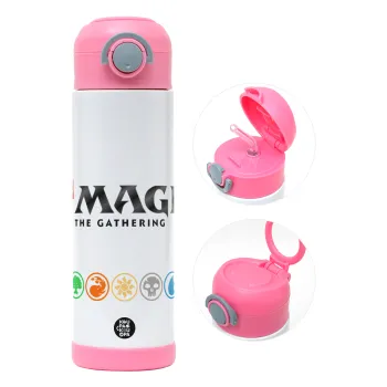 Magic the Gathering, Children's hot water bottle, stainless steel, with safety straw, PINK (500ml)