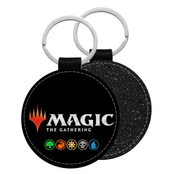Magic the Gathering, Μπρελόκ Δερματίνη, στρογγυλό ΜΑΥΡΟ (5cm)