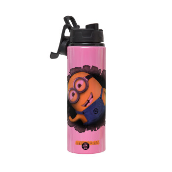 Minions hi, Metallic water bottle with safety lid, 850ml aluminum