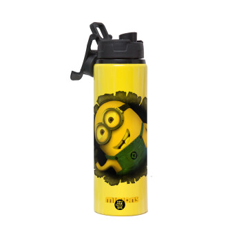 Minions hi, Metallic water bottle with safety lid, 850ml aluminum