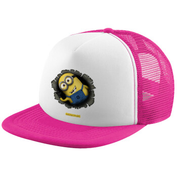 Minions hi, Καπέλο Soft Trucker με Δίχτυ Pink/White 