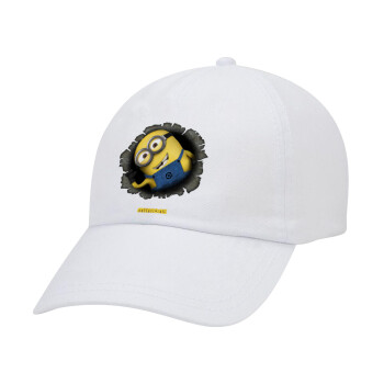 Minions hi, Καπέλο Baseball Λευκό (5-φύλλο, unisex)