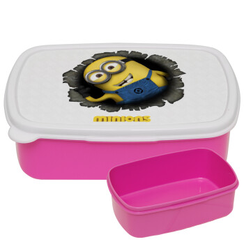 Minions hi, ΡΟΖ παιδικό δοχείο φαγητού (lunchbox) πλαστικό (BPA-FREE) Lunch Βox M18 x Π13 x Υ6cm