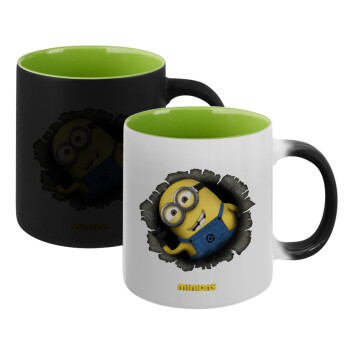 Minions hi, Κούπα Μαγική εσωτερικό πράσινο, κεραμική 330ml που αλλάζει χρώμα με το ζεστό ρόφημα