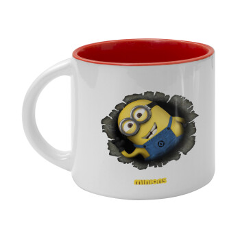 Minions hi, Κούπα κεραμική 400ml Λευκή/Κόκκινη