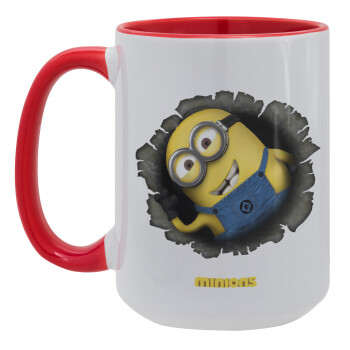 Minions hi, Κούπα Mega 15oz, κεραμική Κόκκινη, 450ml