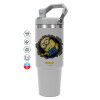 ΓΚΡΙ χρώματος Θερμός Ανοξείδωτο 890ml (30oz) με χερούλι