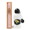 Easter Set, metallic aluminum bottle (500ml) & aromatic flat Easter candle (30cm) (PINK)