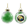 Στολίδι Χριστουγεννιάτικη μπάλα δένδρου διάφανη με πράσινο γέμισμα 8cm