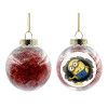 Στολίδι Χριστουγεννιάτικη μπάλα δένδρου διάφανη με κόκκινο γέμισμα 8cm
