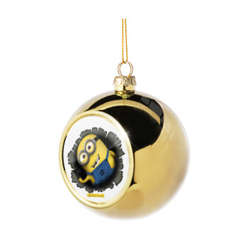 Minions hi, Χριστουγεννιάτικη μπάλα δένδρου Χρυσή 8cm