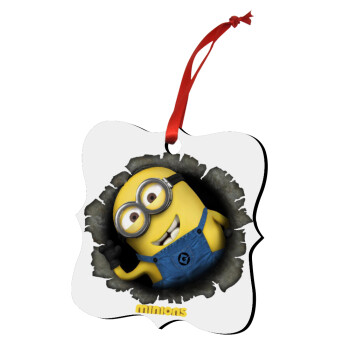 Minions hi, Στολίδι Χριστουγεννιάτικο στολίδι polygon ξύλινο 7.5cm