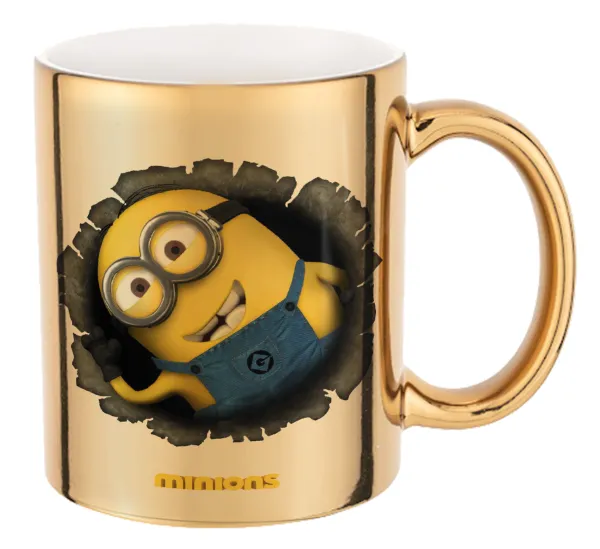 Minions hi — Mug ceramic, gold mirror, 330ml