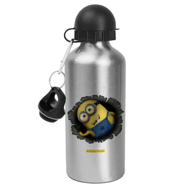 Minions hi — Metallic water jug, Silver, aluminum 500ml