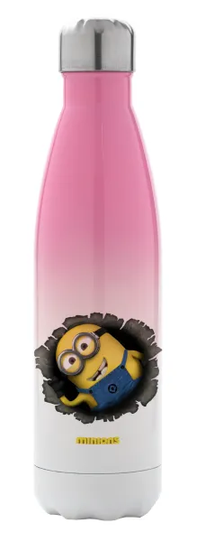 Minions hi — Metal mug thermos Pink/White (Stainless steel), double wall, 500ml