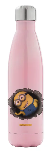 Minions hi — Metal mug thermos Pink Iridiscent (Stainless steel), double wall, 500ml