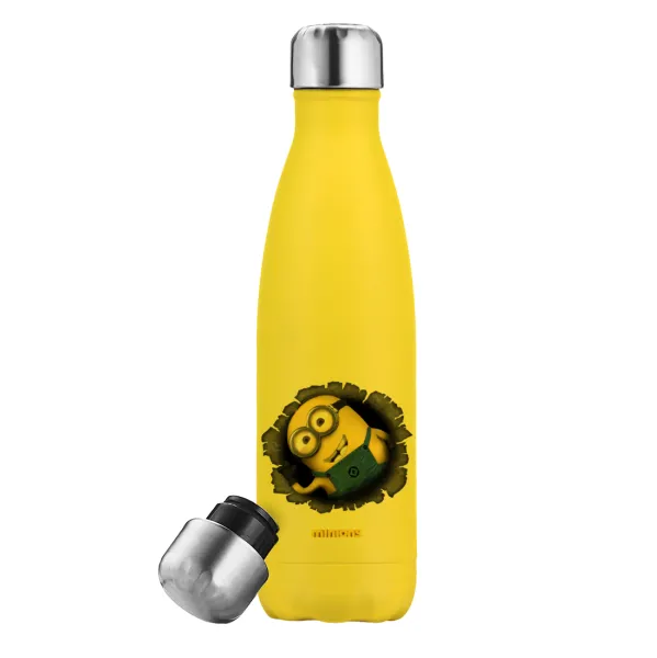 Minions hi — Yellow Stainless Steel Metallic Thermos, double-walled, 500ml