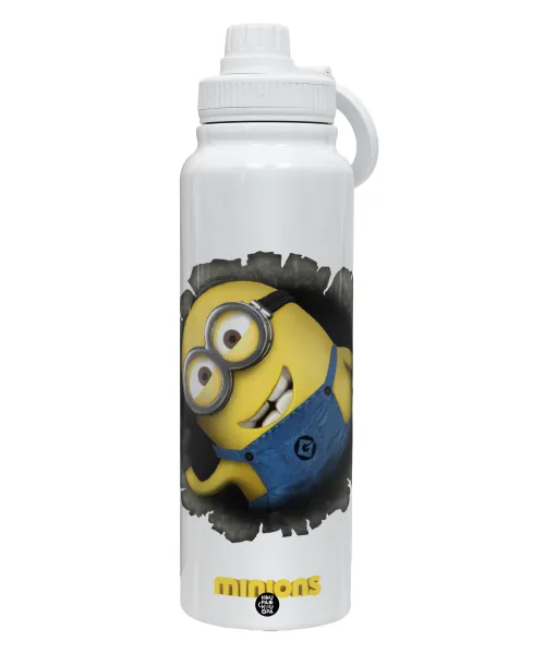 Minions hi — Θερμός 1L Ανοξείδωτο με Βάση Κινητού & Διπλά Τοιχώματα