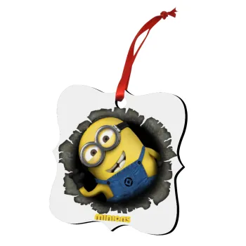 Minions hi, Christmas ornament polygon wooden 7.5cm