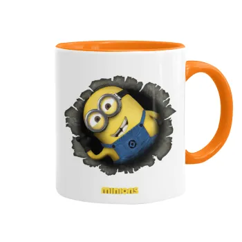 Minions hi, Κούπα χρωματιστή πορτοκαλί, κεραμική, 330ml